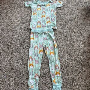 Little Sleepies Mint Bunny Face Pajama Set with Yellow & Gray Accents